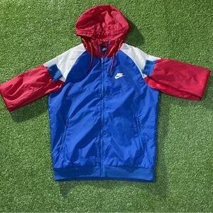 Nike Red Blue Windbreaker Zip Up Jacket